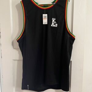 Black Tank Top with Multicolor Trim